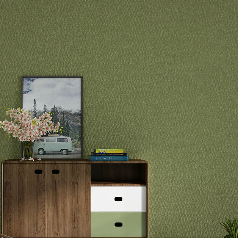 Minimalist Plain Pattern Wall Covering Decorative Non-Pasted Wall Covering, 31 ft. x 20.5 in Olive Green Clearhalo 'Modern wall decor' 'Modern' 'Wallpaper' Wall Decor' 915600