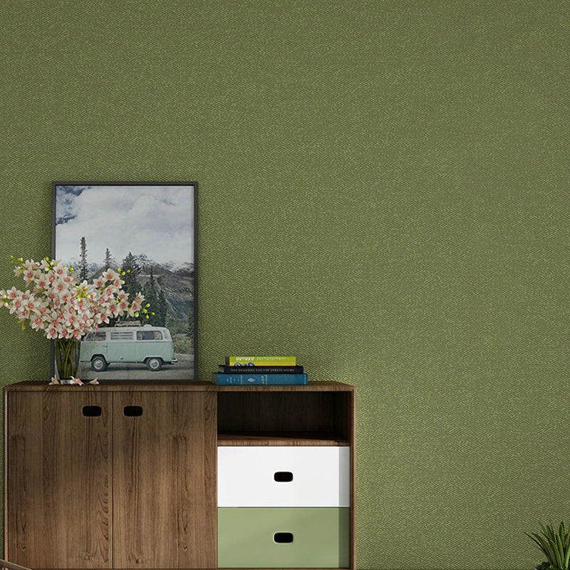 Minimalist Plain Pattern Wall Covering Decorative Non-Pasted Wall Covering, 31 ft. x 20.5 in Olive Green Clearhalo 'Modern wall decor' 'Modern' 'Wallpaper' Wall Decor' 915600