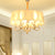 5 Bulbs Smocked Pleated Shade Chandelier Light Contemporary Beige Fabric Ceiling Pendant in Gold Beige Clearhalo 'Ceiling Lights' 'Chandeliers' 'Modern Chandeliers' 'Modern' Lighting' 915723