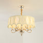 5 Bulbs Smocked Pleated Shade Chandelier Light Contemporary Beige Fabric Ceiling Pendant in Gold Clearhalo 'Ceiling Lights' 'Chandeliers' 'Modern Chandeliers' 'Modern' Lighting' 915724