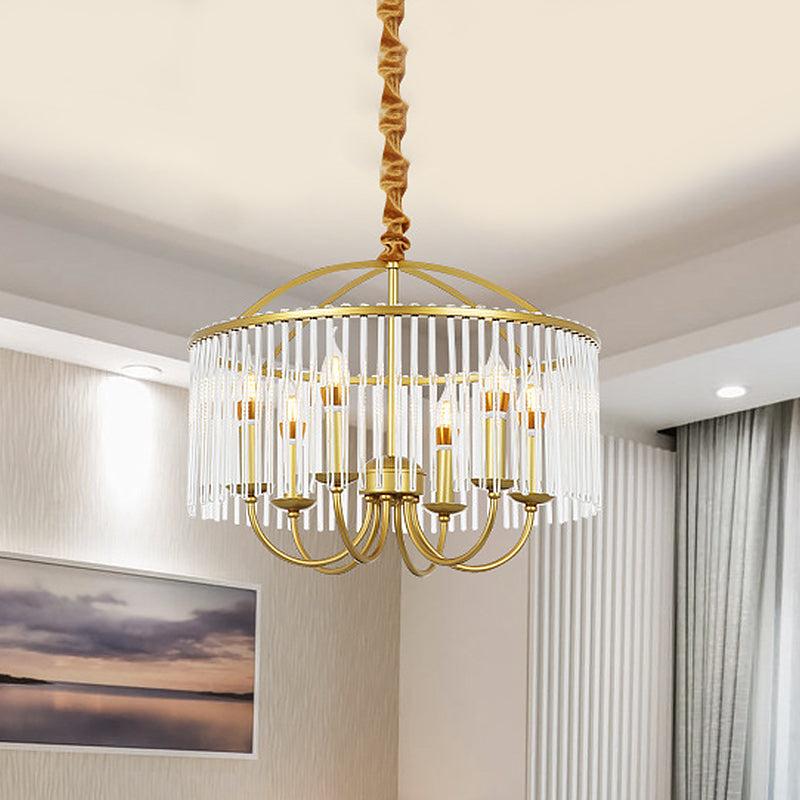 Round Chandelier Lighting Minimalist 6-Head Clear Crystal Ceiling Suspension Lamp with Candlestick Design Clear Clearhalo 'Ceiling Lights' 'Chandeliers' 'Clear' 'Industrial' 'Modern Chandeliers' 'Modern' 'Tiffany' 'Traditional Chandeliers' Lighting' 915735