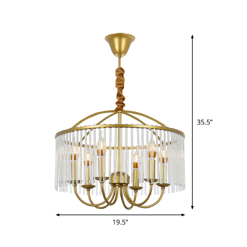Round Chandelier Lighting Minimalist 6-Head Clear Crystal Ceiling Suspension Lamp with Candlestick Design Clearhalo 'Ceiling Lights' 'Chandeliers' 'Clear' 'Industrial' 'Modern Chandeliers' 'Modern' 'Tiffany' 'Traditional Chandeliers' Lighting' 915738