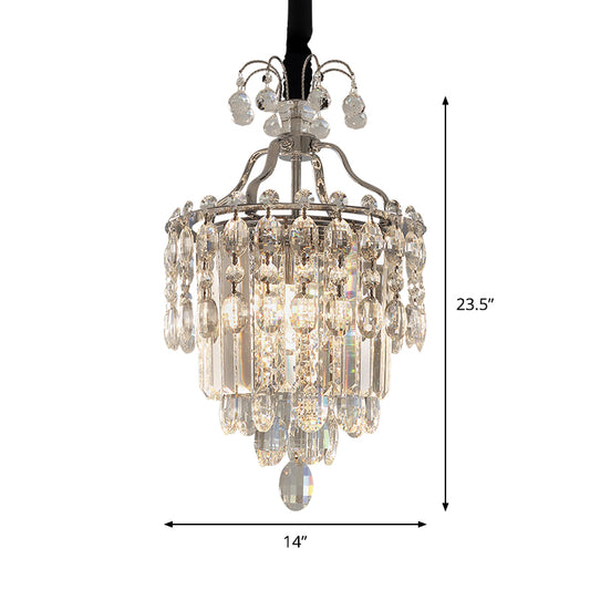 Nordic Droplet Chandelier Light Fixture Clear Crystal Block 3 Bulbs Hanging Ceiling Light for Dining Room Clearhalo 'Ceiling Lights' 'Chandeliers' 'Clear' 'Industrial' 'Modern Chandeliers' 'Modern' 'Tiffany' 'Traditional Chandeliers' Lighting' 915746
