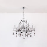 6 Lights Candle-Style Hanging Chandelier with Swirled Arm Smoke Grey Crystal Contemporary Dining Room Suspension Lamp Clearhalo 'Ceiling Lights' 'Chandeliers' 'Modern Chandeliers' 'Modern' Lighting' 915748
