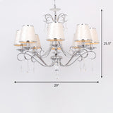 Conical Fabric Shade Pendant Chandelier Modern 8 Heads Bedroom Candle Ceiling Hang Fixture in Beige Clearhalo 'Ceiling Lights' 'Chandeliers' 'Modern Chandeliers' 'Modern' Lighting' 915754