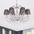 Candle-Style Chandelier Light Nordic 6-Bulb Clear K9 Crystal Ceiling Pendant Light with Pleated Fabric Shade in Grey Grey Clearhalo 'Ceiling Lights' 'Chandeliers' 'Modern Chandeliers' 'Modern' Lighting' 915767