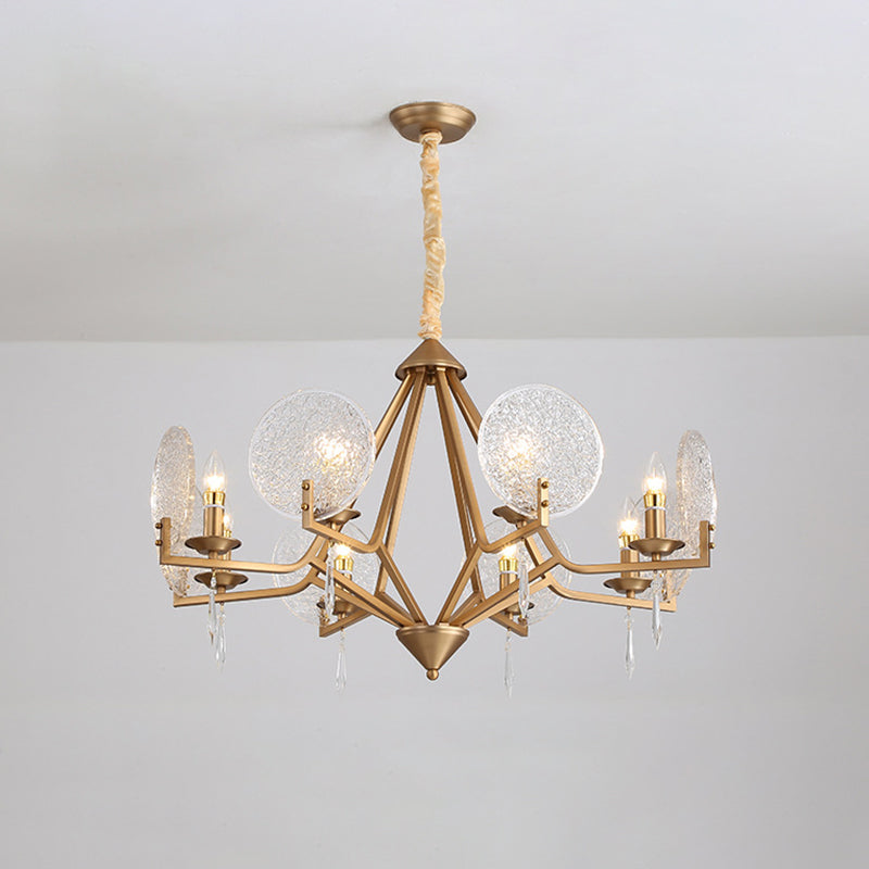 8 Heads Candle-Style Ceiling Chandelier Post Modern Gold Finish Crystal Panel Shade Pendant Light Gold Clearhalo 'Ceiling Lights' 'Chandeliers' 'Modern Chandeliers' 'Modern' Lighting' 915771