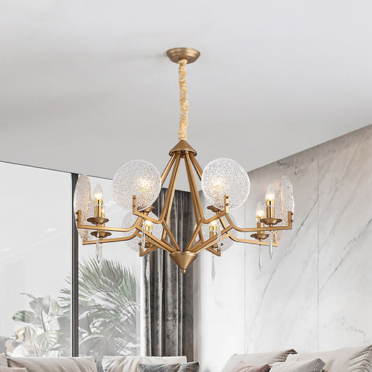 8 Heads Candle-Style Ceiling Chandelier Post Modern Gold Finish Crystal Panel Shade Pendant Light Clearhalo 'Ceiling Lights' 'Chandeliers' 'Modern Chandeliers' 'Modern' Lighting' 915772
