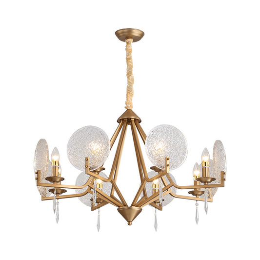 8 Heads Candle-Style Ceiling Chandelier Post Modern Gold Finish Crystal Panel Shade Pendant Light Clearhalo 'Ceiling Lights' 'Chandeliers' 'Modern Chandeliers' 'Modern' Lighting' 915773