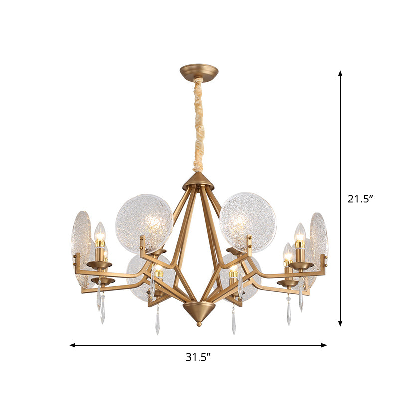 8 Heads Candle-Style Ceiling Chandelier Post Modern Gold Finish Crystal Panel Shade Pendant Light Clearhalo 'Ceiling Lights' 'Chandeliers' 'Modern Chandeliers' 'Modern' Lighting' 915774