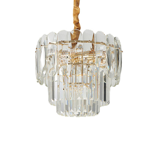 3-Layer Round Chandelier Lamp Nordic 8-Bulb Clear Crystal Block Ceiling Pendant Light Clearhalo 'Ceiling Lights' 'Chandeliers' 'Clear' 'Industrial' 'Modern Chandeliers' 'Modern' 'Tiffany' 'Traditional Chandeliers' Lighting' 915780
