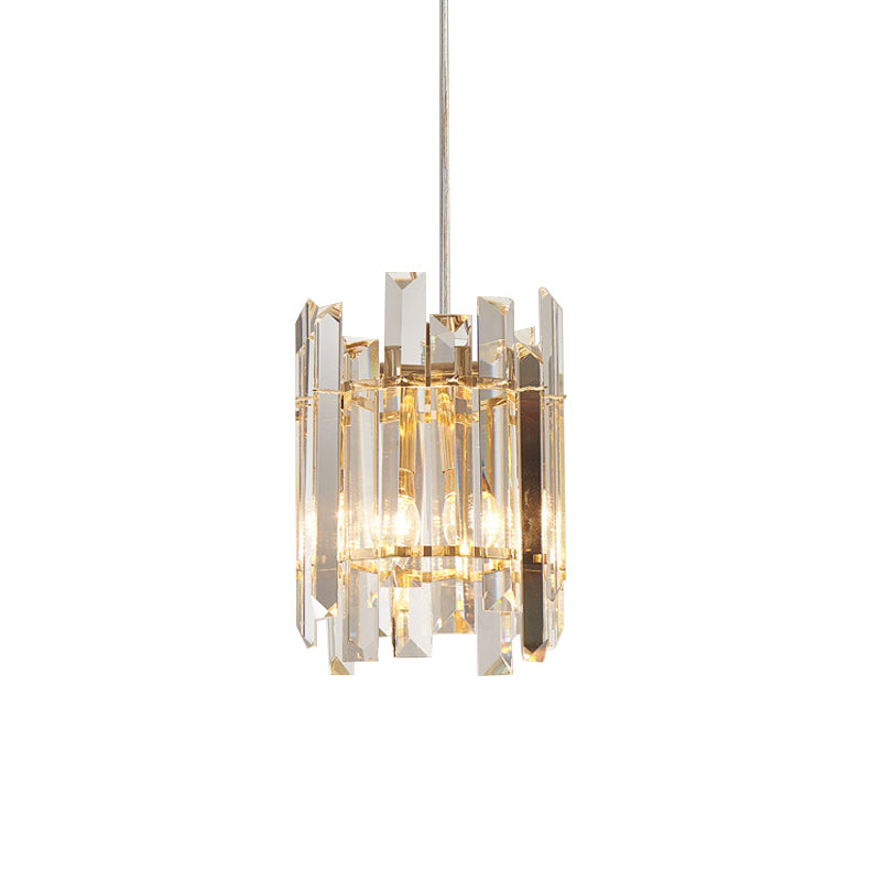 Clear Crystal Block Ceiling Chandelier Nordic Cylinder 2 Bulbs Hanging Light Fixture for Living Room Clearhalo 'Ceiling Lights' 'Chandeliers' 'Clear' 'Industrial' 'Modern Chandeliers' 'Modern' 'Tiffany' 'Traditional Chandeliers' Lighting' 915788