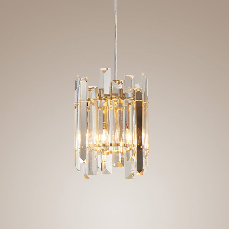 Clear Crystal Block Ceiling Chandelier Nordic Cylinder 2 Bulbs Hanging Light Fixture for Living Room Clearhalo 'Ceiling Lights' 'Chandeliers' 'Clear' 'Industrial' 'Modern Chandeliers' 'Modern' 'Tiffany' 'Traditional Chandeliers' Lighting' 915789