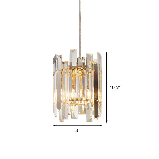 Clear Crystal Block Ceiling Chandelier Nordic Cylinder 2 Bulbs Hanging Light Fixture for Living Room Clearhalo 'Ceiling Lights' 'Chandeliers' 'Clear' 'Industrial' 'Modern Chandeliers' 'Modern' 'Tiffany' 'Traditional Chandeliers' Lighting' 915790