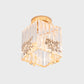 Cube Shape Semi Flush Light Fixture Nordic 1-Bulb Carved Crystal Ceiling Mounted Light in Gold Clearhalo 'Ceiling Lights' 'Close To Ceiling Lights' 'Close to ceiling' 'Semi-flushmount' Lighting' 915843