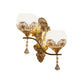 Contemporary Dome Wall Sconce Lighting Crystal 2 Lights Wall Mounted Lamp with Swirled Arm in Gold Clearhalo 'Modern wall lights' 'Modern' 'Wall Lamps & Sconces' 'Wall Lights' Lighting' 915878