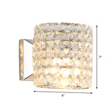 Clear Crystal Block Wall Light Sconce Cylinder 1-Light Contemporary Wall Lighting Fixture Clearhalo 'Modern wall lights' 'Modern' 'Wall Lamps & Sconces' 'Wall Lights' Lighting' 915928