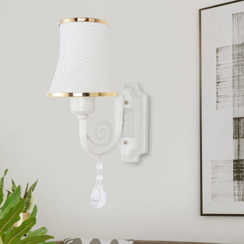 Gold Wall Sconce Contemporary 1 Light Textured Glass Wall Mount Light Fixture for Living Room Clearhalo 'Modern wall lights' 'Modern' 'Wall Lamps & Sconces' 'Wall Lights' Lighting' 915947