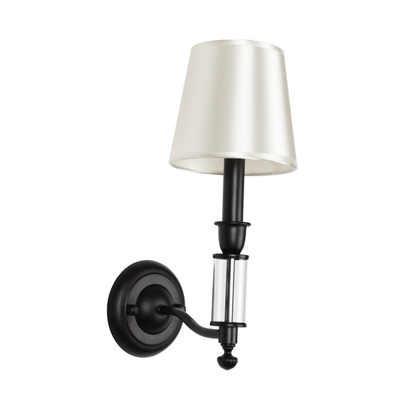 Regular Crystal Shade Sconce Light Fixture Modernist 1 Head Black Metal Wall Mounted Lighting with Candlestick Design Clearhalo 'Cast Iron' 'Glass' 'Industrial' 'Modern wall lights' 'Modern' 'Tiffany' 'Traditional wall lights' 'Wall Lamps & Sconces' 'Wall Lights' Lighting' 915952