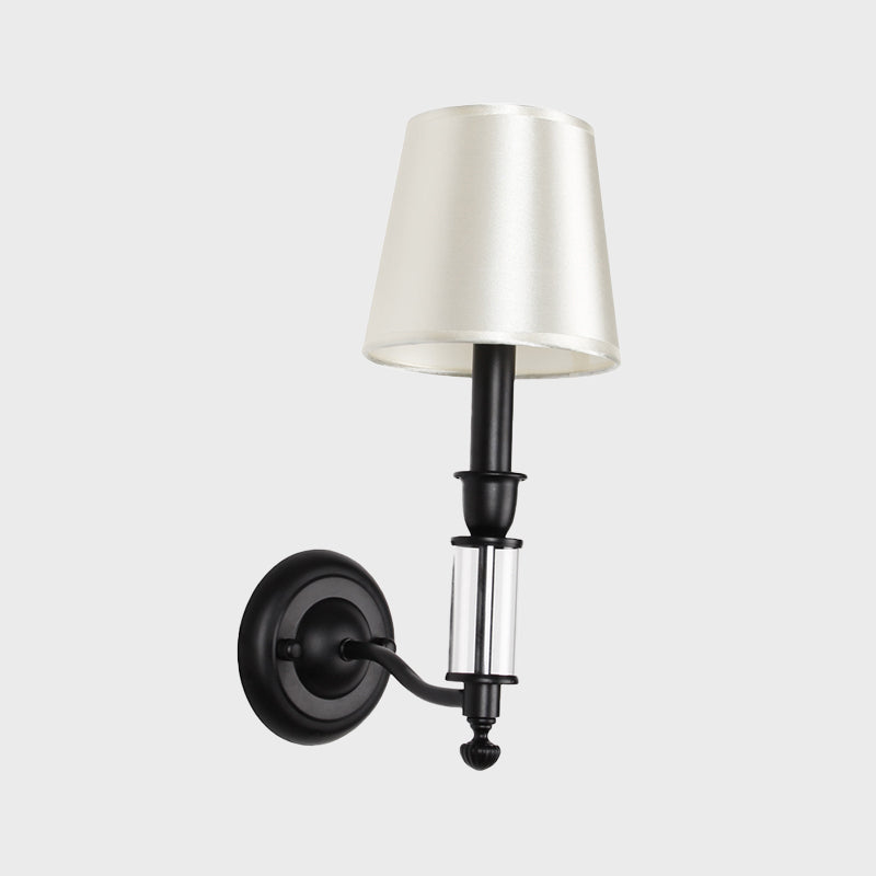 Regular Crystal Shade Sconce Light Fixture Modernist 1 Head Black Metal Wall Mounted Lighting with Candlestick Design Clearhalo 'Cast Iron' 'Glass' 'Industrial' 'Modern wall lights' 'Modern' 'Tiffany' 'Traditional wall lights' 'Wall Lamps & Sconces' 'Wall Lights' Lighting' 915953