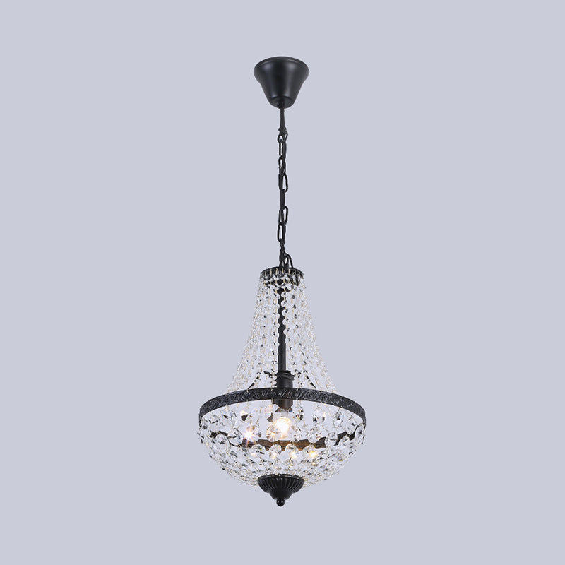 1 Bulb Ceiling Hang Fixture with Basket Frame Shade Crystal Strand Countryside Restaurant Suspension Light Clearhalo 'Ceiling Lights' 'Pendant Lights' 'Pendants' Lighting' 915957
