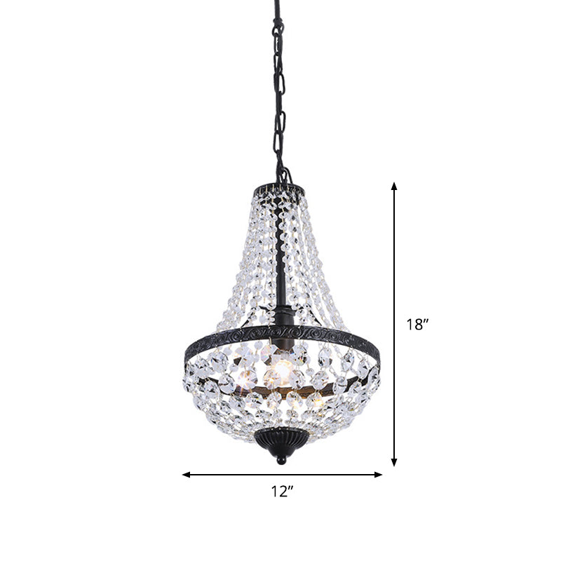 1 Bulb Ceiling Hang Fixture with Basket Frame Shade Crystal Strand Countryside Restaurant Suspension Light Clearhalo 'Ceiling Lights' 'Pendant Lights' 'Pendants' Lighting' 915958