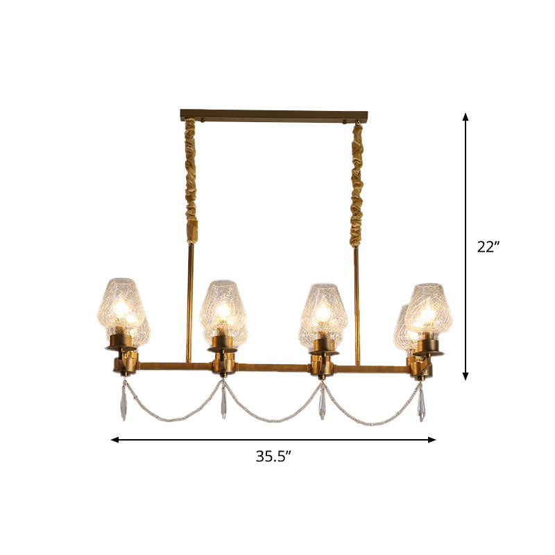 Crystal Cup Pendant Lighting Fixture Post Modern 8 Heads Island Lighting Idea in Brass Clearhalo 'Ceiling Lights' 'Island Lights' Lighting' 915962