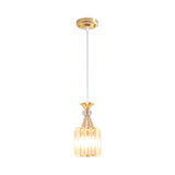 Crystal Prisms Cylinder Ceiling Light Fixture Simple Single Suspension Pendant in Gold Clearhalo 'Ceiling Lights' 'Modern Pendants' 'Modern' 'Pendant Lights' 'Pendants' Lighting' 916292