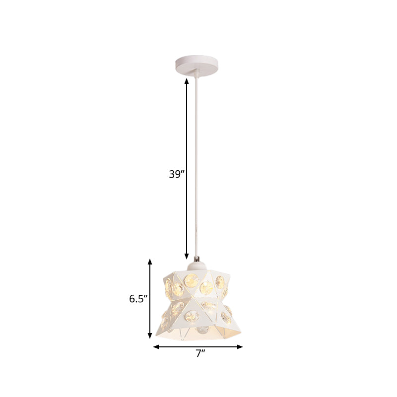 Hourglass Hanging Ceiling Light Modern Iron 1-Light Restaurant Crystal Suspension Lamp in White Clearhalo 'Ceiling Lights' 'Modern Pendants' 'Modern' 'Pendant Lights' 'Pendants' Lighting' 916306