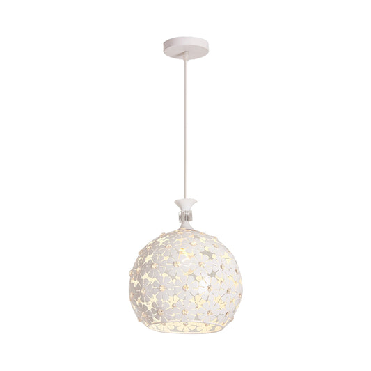 White Floret Drop Pendant Light Modern 1-Bulb Iron Ceiling Suspension Lamp with Globe Design Clearhalo 'Ceiling Lights' 'Modern Pendants' 'Modern' 'Pendant Lights' 'Pendants' Lighting' 916309