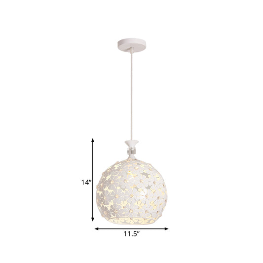White Floret Drop Pendant Light Modern 1-Bulb Iron Ceiling Suspension Lamp with Globe Design Clearhalo 'Ceiling Lights' 'Modern Pendants' 'Modern' 'Pendant Lights' 'Pendants' Lighting' 916310