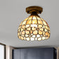 1-Bulb Flower Mini Flush Light Fixture Tiffany Beige/Pink/Orange Natural Shell Close to Ceiling Lamp Clearhalo 'Ceiling Lights' 'Close To Ceiling Lights' 'Close to ceiling' 'Flush mount' Lighting' 916325