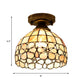 1-Bulb Flower Mini Flush Light Fixture Tiffany Beige/Pink/Orange Natural Shell Close to Ceiling Lamp Clearhalo 'Ceiling Lights' 'Close To Ceiling Lights' 'Close to ceiling' 'Flush mount' Lighting' 916328