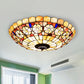 12"/21" Dia 3/4-Light Flush Mount Lamp Tiffany Bowl Shell Ceiling Fixture with Blossom Pattern in Beige Beige 21" Clearhalo 'Ceiling Lights' 'Close To Ceiling Lights' 'Close to ceiling' 'Flush mount' Lighting' 916442