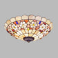 12"/21" Dia 3/4-Light Flush Mount Lamp Tiffany Bowl Shell Ceiling Fixture with Blossom Pattern in Beige Clearhalo 'Ceiling Lights' 'Close To Ceiling Lights' 'Close to ceiling' 'Flush mount' Lighting' 916449