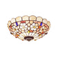 12"/21" Dia 3/4-Light Flush Mount Lamp Tiffany Bowl Shell Ceiling Fixture with Blossom Pattern in Beige Clearhalo 'Ceiling Lights' 'Close To Ceiling Lights' 'Close to ceiling' 'Flush mount' Lighting' 916453