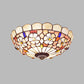 12"/21" Dia 3/4-Light Flush Mount Lamp Tiffany Bowl Shell Ceiling Fixture with Blossom Pattern in Beige Clearhalo 'Ceiling Lights' 'Close To Ceiling Lights' 'Close to ceiling' 'Flush mount' Lighting' 916454