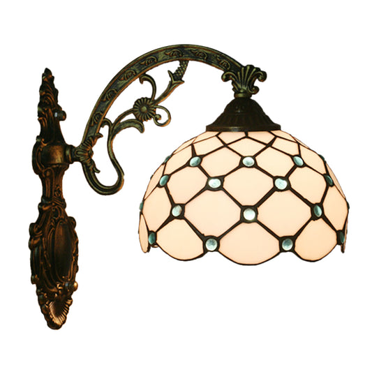 Bead Net Wall Light Fixture Single Bulb Blue/Gold Hand-Crafted Glass Baroque Wall Mount Lamp Clearhalo 'Art deco wall lights' 'Cast Iron' 'Glass' 'Industrial' 'Middle century wall lights' 'Modern' 'Tiffany wall lights' 'Tiffany' 'Traditional wall lights' 'Wall Lamps & Sconces' 'Wall Lights' Lighting' 916561