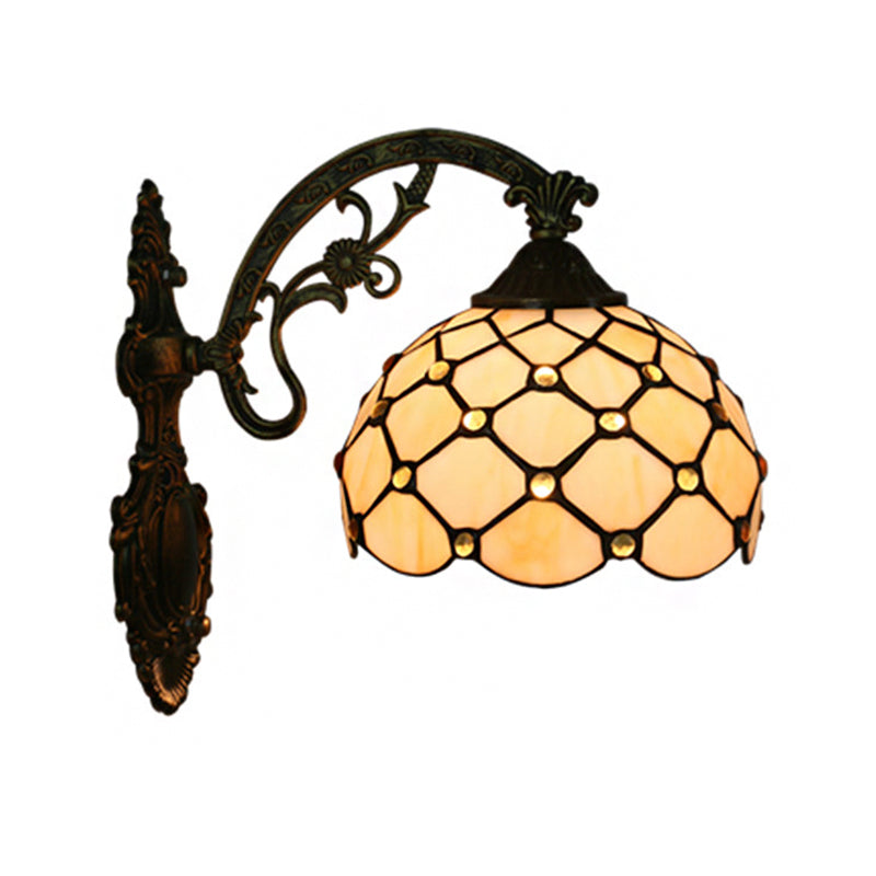 Bead Net Wall Light Fixture Single Bulb Blue/Gold Hand-Crafted Glass Baroque Wall Mount Lamp Clearhalo 'Art deco wall lights' 'Cast Iron' 'Glass' 'Industrial' 'Middle century wall lights' 'Modern' 'Tiffany wall lights' 'Tiffany' 'Traditional wall lights' 'Wall Lamps & Sconces' 'Wall Lights' Lighting' 916570