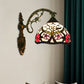 Bronze 1-Light Wall Lighting Fixture Tiffany Cut Glass Peony Pattern Bowl Wall Mount Light Clearhalo 'Art deco wall lights' 'Cast Iron' 'Glass' 'Industrial' 'Middle century wall lights' 'Modern' 'Tiffany wall lights' 'Tiffany' 'Traditional wall lights' 'Wall Lamps & Sconces' 'Wall Lights' Lighting' 916619