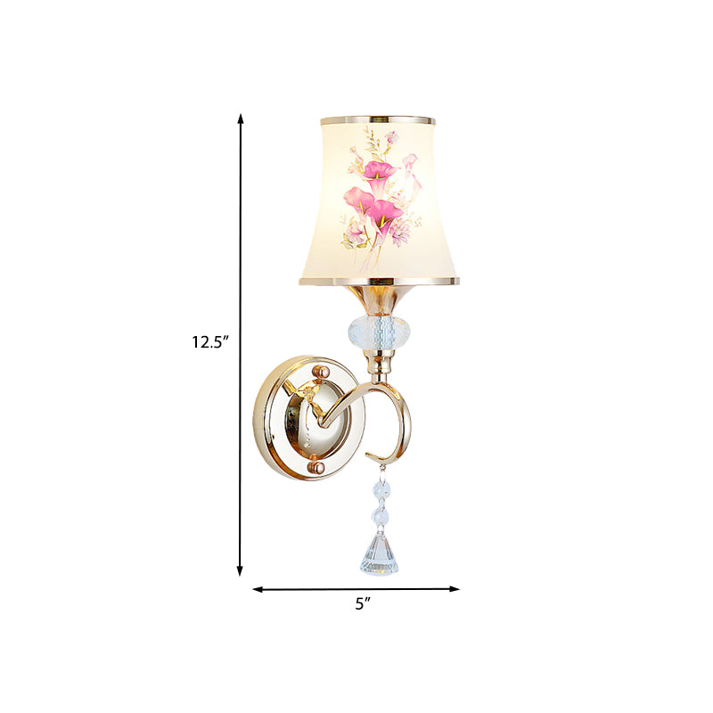 1/2-Light Bedroom Wall Lighting Modernist Gold Wall Mount Lamp with Arced Painted Glass Shade Clearhalo 'Modern wall lights' 'Modern' 'Wall Lamps & Sconces' 'Wall Lights' Lighting' 916841