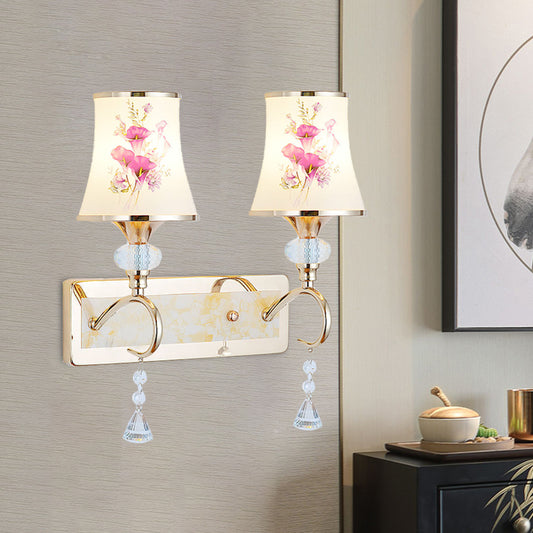 1/2-Light Bedroom Wall Lighting Modernist Gold Wall Mount Lamp with Arced Painted Glass Shade 2.0 Gold Clearhalo 'Modern wall lights' 'Modern' 'Wall Lamps & Sconces' 'Wall Lights' Lighting' 916842