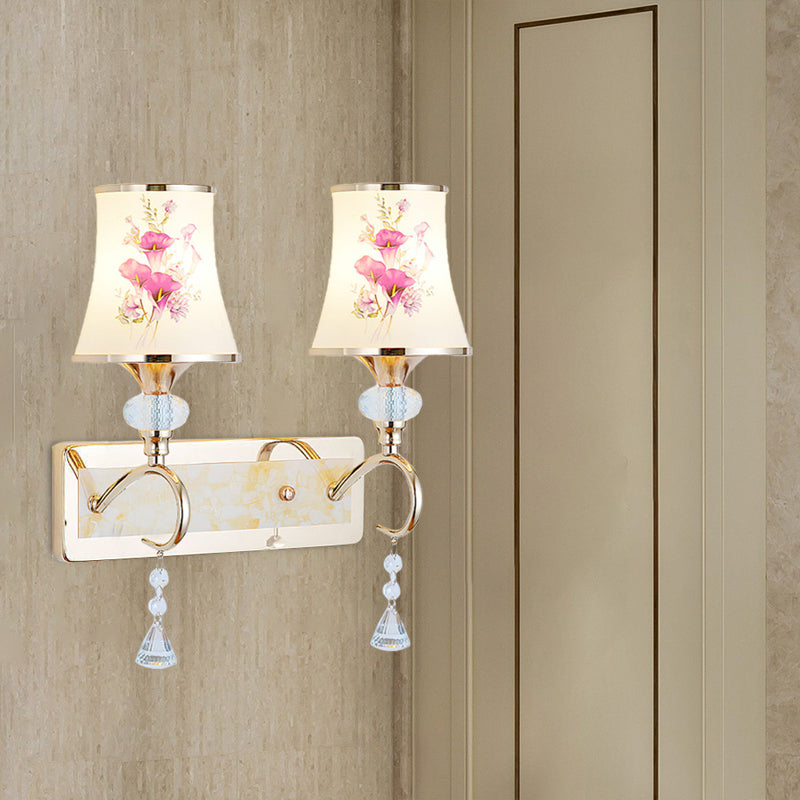 1/2-Light Bedroom Wall Lighting Modernist Gold Wall Mount Lamp with Arced Painted Glass Shade Clearhalo 'Modern wall lights' 'Modern' 'Wall Lamps & Sconces' 'Wall Lights' Lighting' 916843