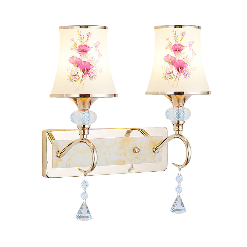 1/2-Light Bedroom Wall Lighting Modernist Gold Wall Mount Lamp with Arced Painted Glass Shade Clearhalo 'Modern wall lights' 'Modern' 'Wall Lamps & Sconces' 'Wall Lights' Lighting' 916844