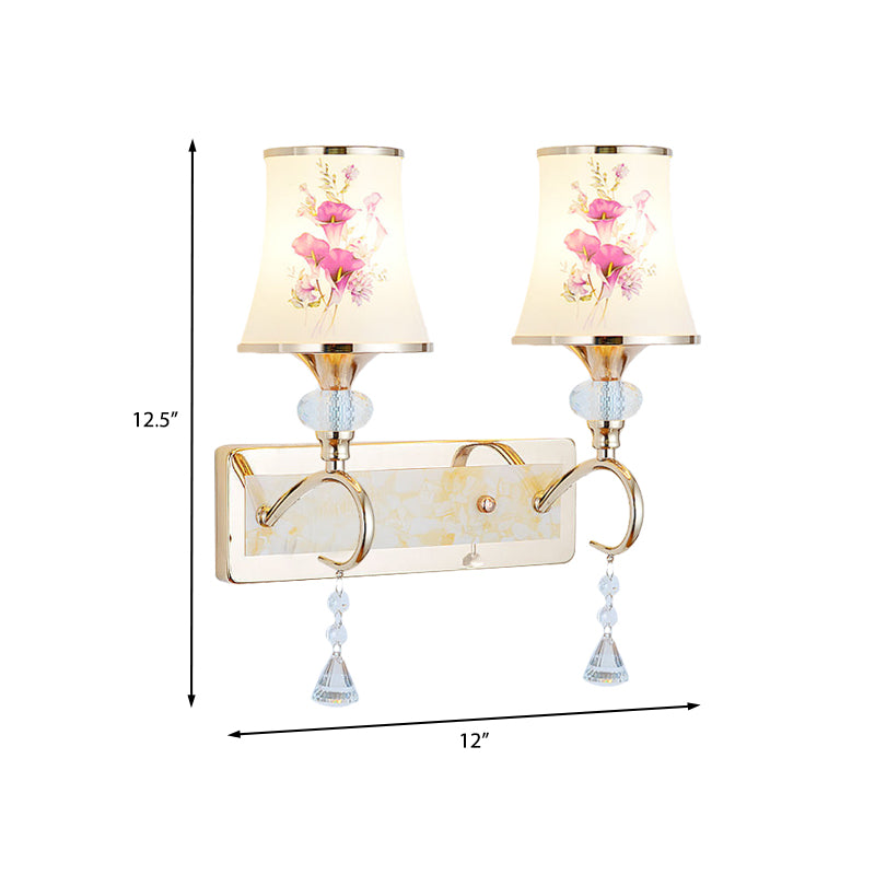1/2-Light Bedroom Wall Lighting Modernist Gold Wall Mount Lamp with Arced Painted Glass Shade Clearhalo 'Modern wall lights' 'Modern' 'Wall Lamps & Sconces' 'Wall Lights' Lighting' 916846