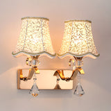 Empire Shade Wall Mount Light Fixture Modernist Fabric 2 Bulbs Wall Lamp for Bedroom Clearhalo 'Modern wall lights' 'Modern' 'Wall Lamps & Sconces' 'Wall Lights' Lighting' 916886