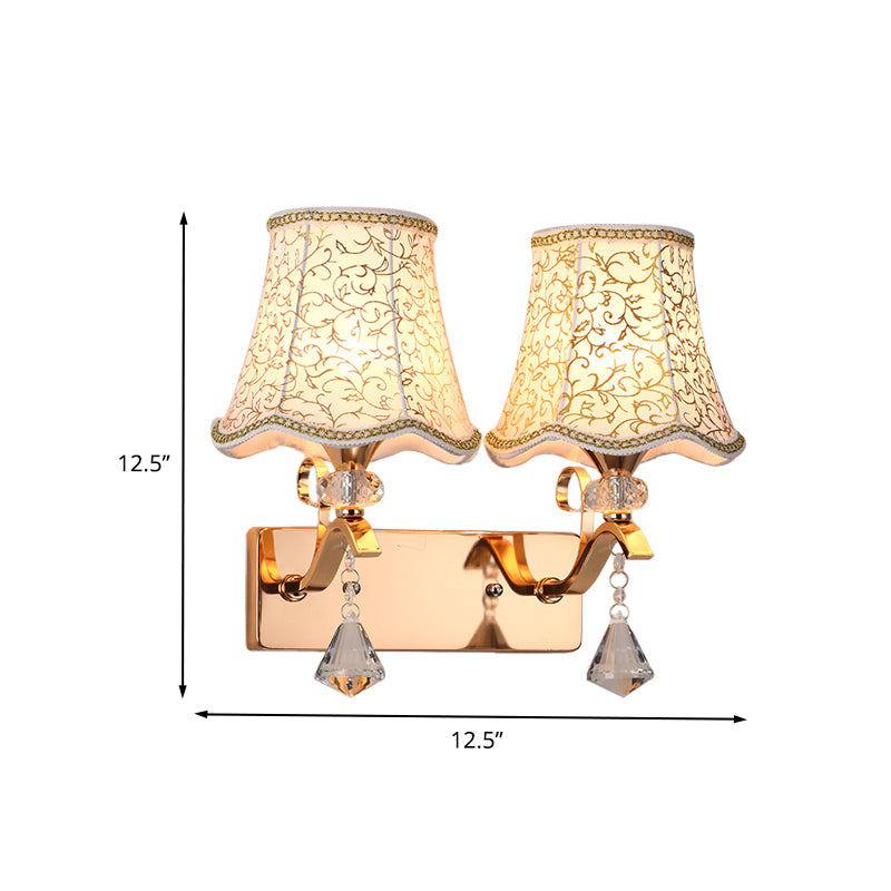 Empire Shade Wall Mount Light Fixture Modernist Fabric 2 Bulbs Wall Lamp for Bedroom Clearhalo 'Modern wall lights' 'Modern' 'Wall Lamps & Sconces' 'Wall Lights' Lighting' 916887