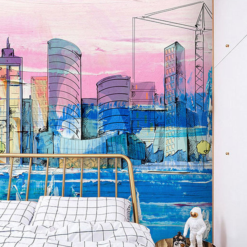 Big Original Murals for Living Room Abstract Contemporary Construction, Made to Measure Clearhalo 'Wall Decor' 'Wall Mural' 917045