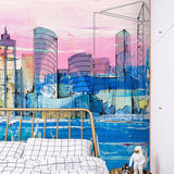 Big Original Murals for Living Room Abstract Contemporary Construction, Made to Measure Clearhalo 'Wall Decor' 'Wall Mural' 917045