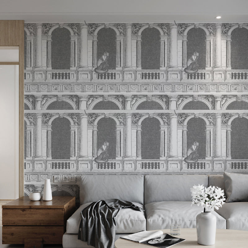 Classic Wall Mural Dark Color Arched Door Giant Wall Decor, Customized Size Available Clearhalo 'Wall Decor' 'Wall Mural' 917071